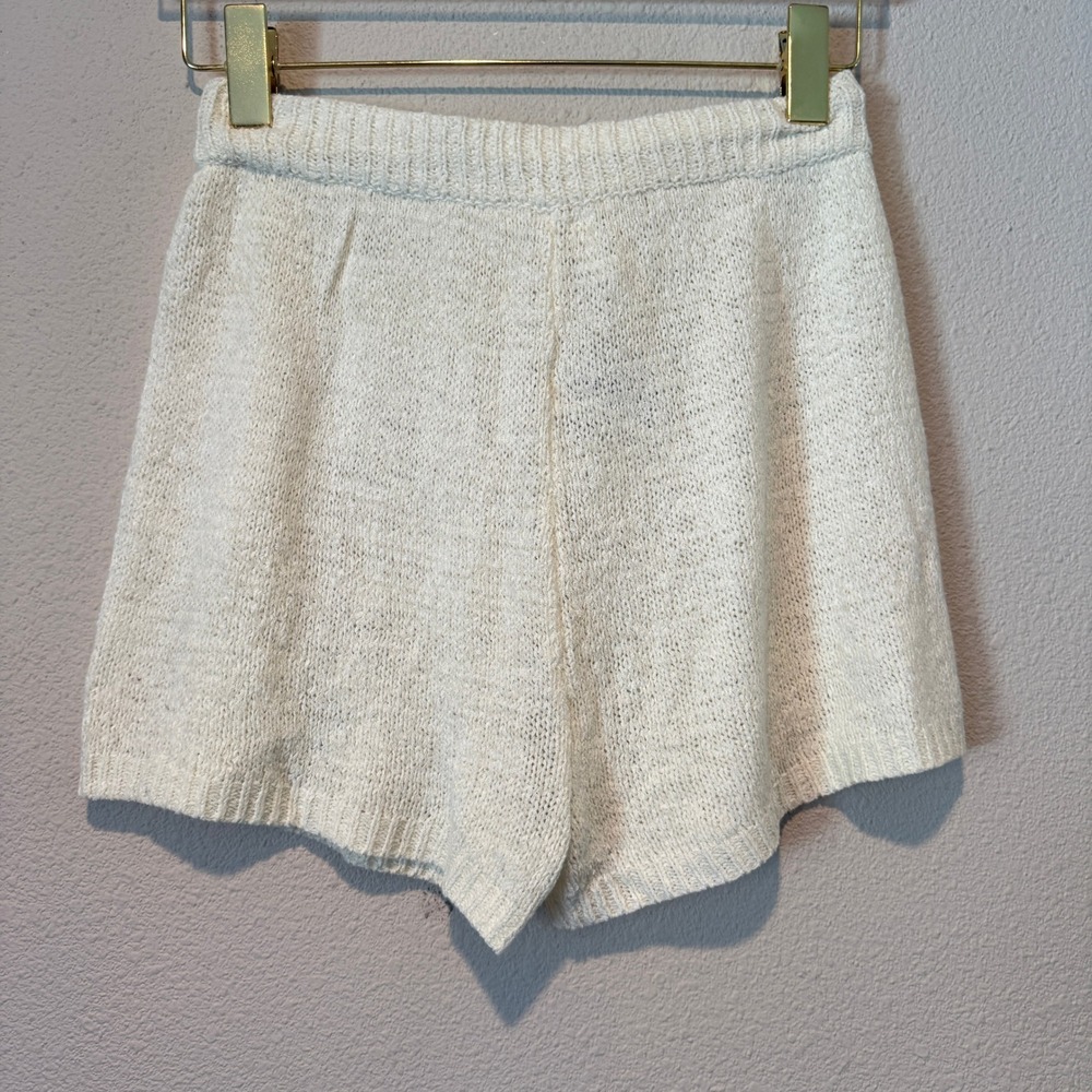 Cotton On Body Womens XS Cream Knit Lounge Shorts Drawstring Ribbed Waistband - Picture 4 of 4